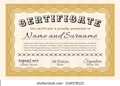 Orange Diploma. Retro design. Customizable, Easy to edit and change colors. Easy to print. 