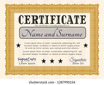Orange Diploma. Retro design. Easy to print. Customizable, Easy to edit and change colors. 