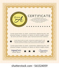 Orange Diploma. Superior design. Vector illustration. With complex background. 