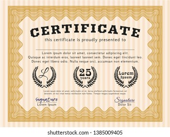 Orange Diploma template. Artistry design. Customizable, Easy to edit and change colors. Easy to print. 
