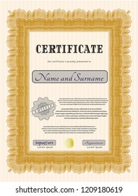 Orange Diploma template. With background. Nice design. Customizable, Easy to edit and change colors. 