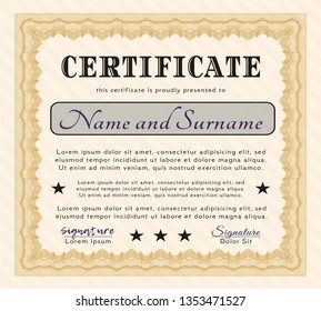 Orange Diploma template or certificate template. With background. Nice design. Customizable, Easy to edit and change colors. 