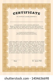 Orange Diploma template or certificate template. Complex background. Customizable, Easy to edit and change colors. Perfect design. 