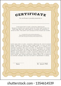 Orange Diploma template or certificate template. Customizable, Easy to edit and change colors. Easy to print. Nice design. 