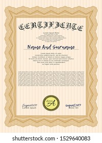 Orange Diploma template or certificate template. Customizable, Easy to edit and change colors. With background. Excellent design. 