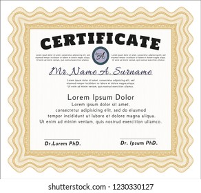 Orange Diploma template or certificate template. Easy to print. Money Pattern. Customizable, Easy to edit and change colors. 