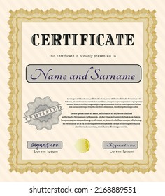 Orange Diploma template or certificate template.  Excellent design.    