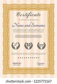 Orange Diploma template or certificate template. Nice design. Easy to print. Customizable, Easy to edit and change colors. 