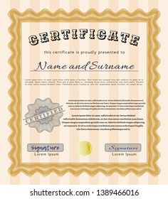 Orange Diploma template or certificate template. Nice design. Easy to print. Customizable, Easy to edit and change colors. 