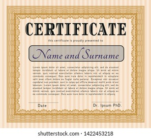 Orange Diploma template or certificate template. Nice design. Customizable, Easy to edit and change colors. Complex background. 