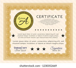 Orange Diploma template or certificate template. Printer friendly. Excellent design. Customizable, Easy to edit and change colors. 