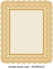 Orange Diploma template or certificate template. Vector pattern that is used in money and certificate. With quality background. Artistry design. 