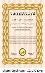 Orange Diploma template. Complex background. Modern design. Customizable, Easy to edit and change colors. 