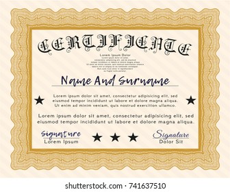 Orange Diploma template. With complex background. Customizable, Easy to edit and change colors. Perfect design. 