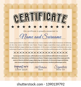 Orange Diploma template. With complex linear background. Customizable, Easy to edit and change colors. Good design. 