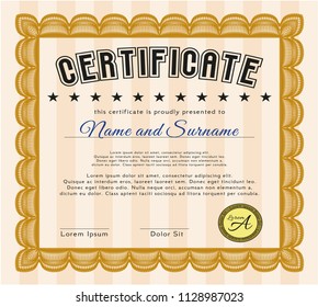 Orange Diploma template. Customizable, Easy to edit and change colors. With background. Elegant design. 