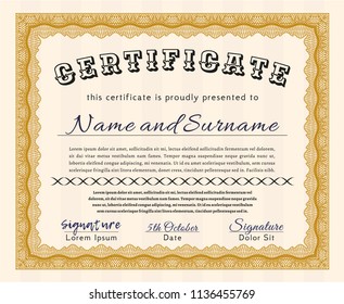 Orange Certificate Diploma Template Superior Design Stock Vector ...