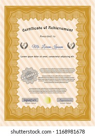 Orange Diploma template. Customizable, Easy to edit and change colors. With linear background. Superior design. 