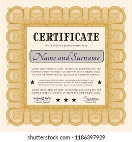 Orange Diploma template. Customizable, Easy to edit and change colors. With complex linear background. Nice design. 