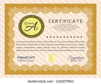 Orange Diploma template. Customizable, Easy to edit and change colors. With quality background. Lovely design. 