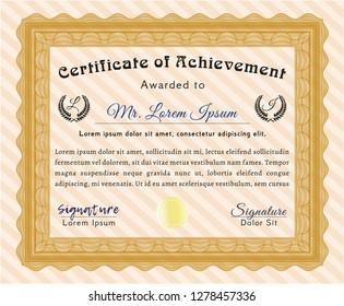 Orange Diploma template. Customizable, Easy to edit and change colors. Printer friendly. Sophisticated design. 