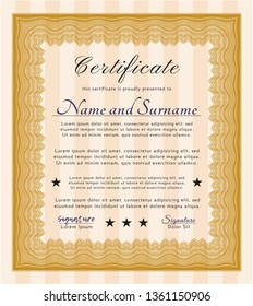 Orange Diploma template. Customizable, Easy to edit and change colors. Complex background. Sophisticated design. 