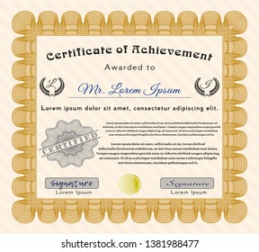 Orange Diploma template. Customizable, Easy to edit and change colors. With complex background. Modern design. 