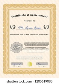Orange Diploma template. Detailed. Easy to print. Excellent design. 