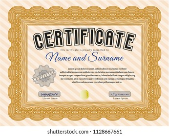 Orange Diploma template. Easy to print. Detailed. Good design. 