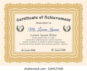 Orange Diploma template. Easy to print. Customizable, Easy to edit and change colors. Retro design. 