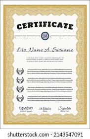 Orange Diploma template.  Good design.  With guilloche pattern.   