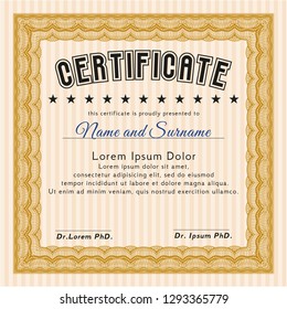 Orange Diploma template. With guilloche pattern and background. Customizable, Easy to edit and change colors. Superior design. 