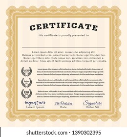 Orange Diploma template. With guilloche pattern and background. Customizable, Easy to edit and change colors. Good design. 