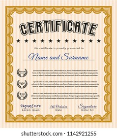 Orange Diploma template. With linear background. Beauty design. Customizable, Easy to edit and change colors. 