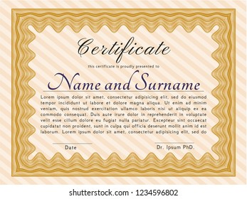 Orange Diploma template. With linear background. Customizable, Easy to edit and change colors. Good design. 