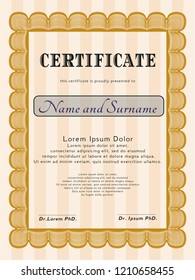 Orange Diploma template. Lovely design. Printer friendly. Detailed. 
