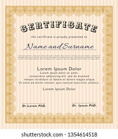 Orange Diploma template. Modern design. With background. Detailed. 
