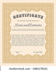 Orange Diploma template. Modern design. Customizable, Easy to edit and change colors. Easy to print. 