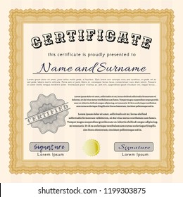 Orange Diploma template. Money design. Customizable, Easy to edit and change colors. With quality background. 