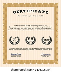 Orange Diploma template. Money Pattern. Customizable, Easy to edit and change colors. Printer friendly. 