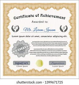 Orange Diploma template. Nice design. With background. Customizable, Easy to edit and change colors. 
