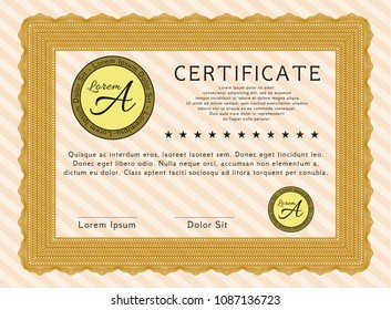  Orange Diploma template. Perfect design. Easy to print. Detailed. 