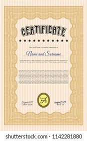 Orange Diploma template. Perfect design. Customizable, Easy to edit and change colors. With complex linear background. 