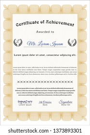 Orange Diploma template. Perfect design. Printer friendly. Vector illustration. 