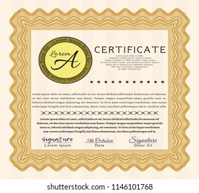 Orange Diploma template. Printer friendly. Customizable, Easy to edit and change colors. Cordial design. 