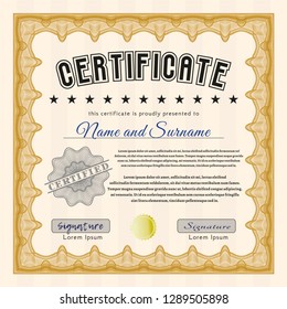 Orange Diploma template. With quality background. Sophisticated design. Customizable, Easy to edit and change colors. 