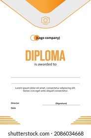 Orange diploma template with stripes. Diploma of the winner of sports, scientific and educational competitions.