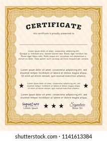 Orange Diploma. Vector illustration. Complex background. Retro design. 