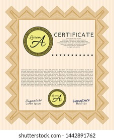 Orange Diploma. Vector illustration. Printer friendly. Perfect design. 
