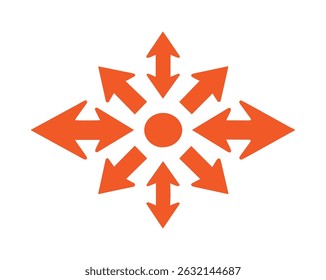 Orange Directional Arrows Icon Set for Graphic Design and Navigation, Vector EPS Fully Editable File.